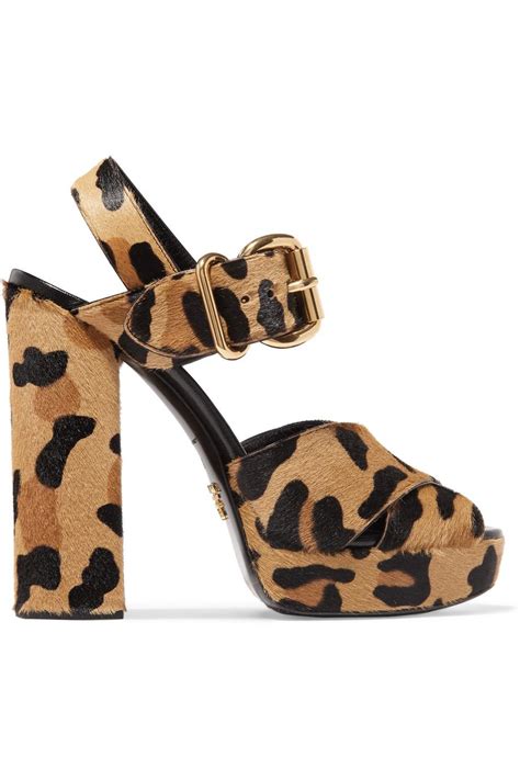 prada leopard print touch close sandals|Prada Animal Print Genuine Calf Hair Slide Sandal (Women.